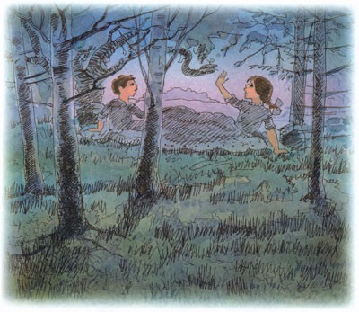 Дети ночью в лесу