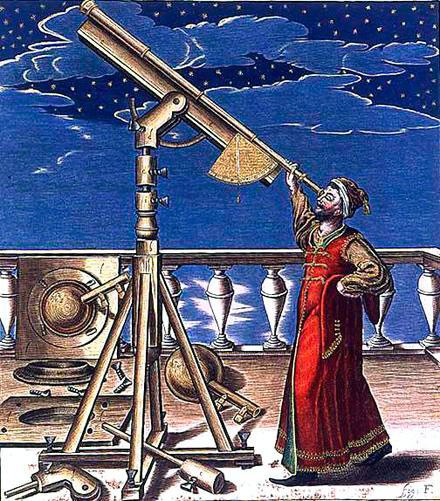 Астроном смотрит в телескоп
